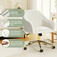 thumbnail image 6 of WestinTrends Phoebe Upholstered Velvet Swivel Vanity Office Chair With Wheels, Ivory, 6 of 16
