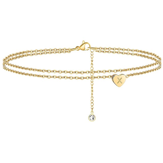 TechWave Women Layered Anklet Letter Initial Heart Ankle Bracelets Chain Bracelet Gemstone Bracelet Bracelet Bangle of The Rings Bookend Anklets for Women Tibetan Bracelet Bangle Smart Bracelet Mom