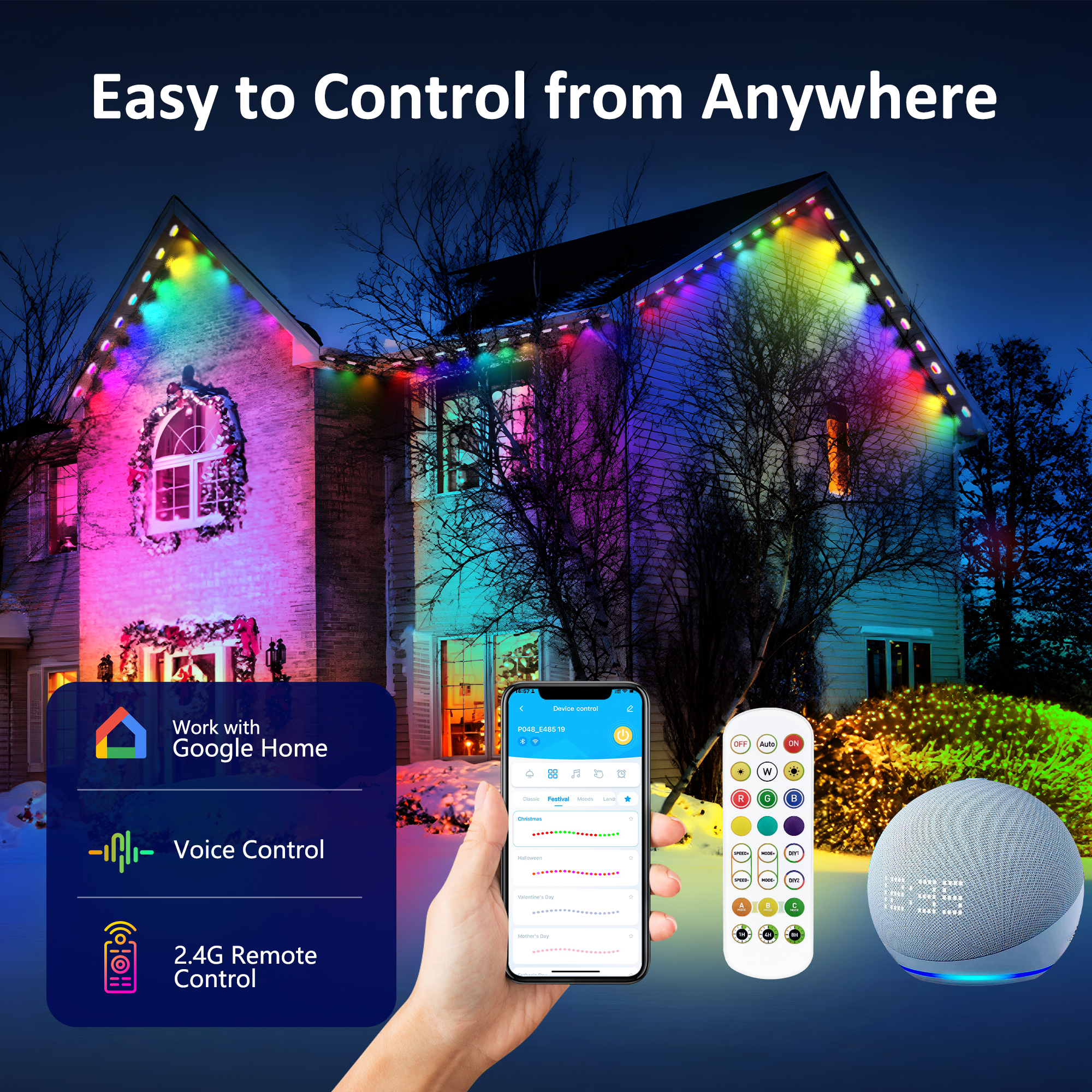 DAYBETTER 50-Foot Permanent Outdoor Eaves Lights with 36 LEDs photo 3