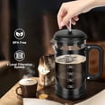 thumbnail image 3 of 34 Ounce French Press Coffee Maker Black Stainless Steel Coffee Press with 4-Level Filter System Heat Resistant Thickness Borosilicate Glass BPA-Free Brewed Coffee Pot for Camping Gifts, 3 of 7