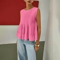 thumbnail image 3 of Womens Summer Pleated Peplum Sleeveless Solid Blouse Tank Tops Round Neck Y3K Babydoll Blouse Cotton Shirt, 3 of 4