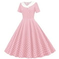 thumbnail image 2 of Women 50s 60s Retro Rockabilly Swing Dress Polka Dot Double Breasted Notch Lapel V-Neck Dresses Cocktail Party Evening Prom Gown, 2 of 6