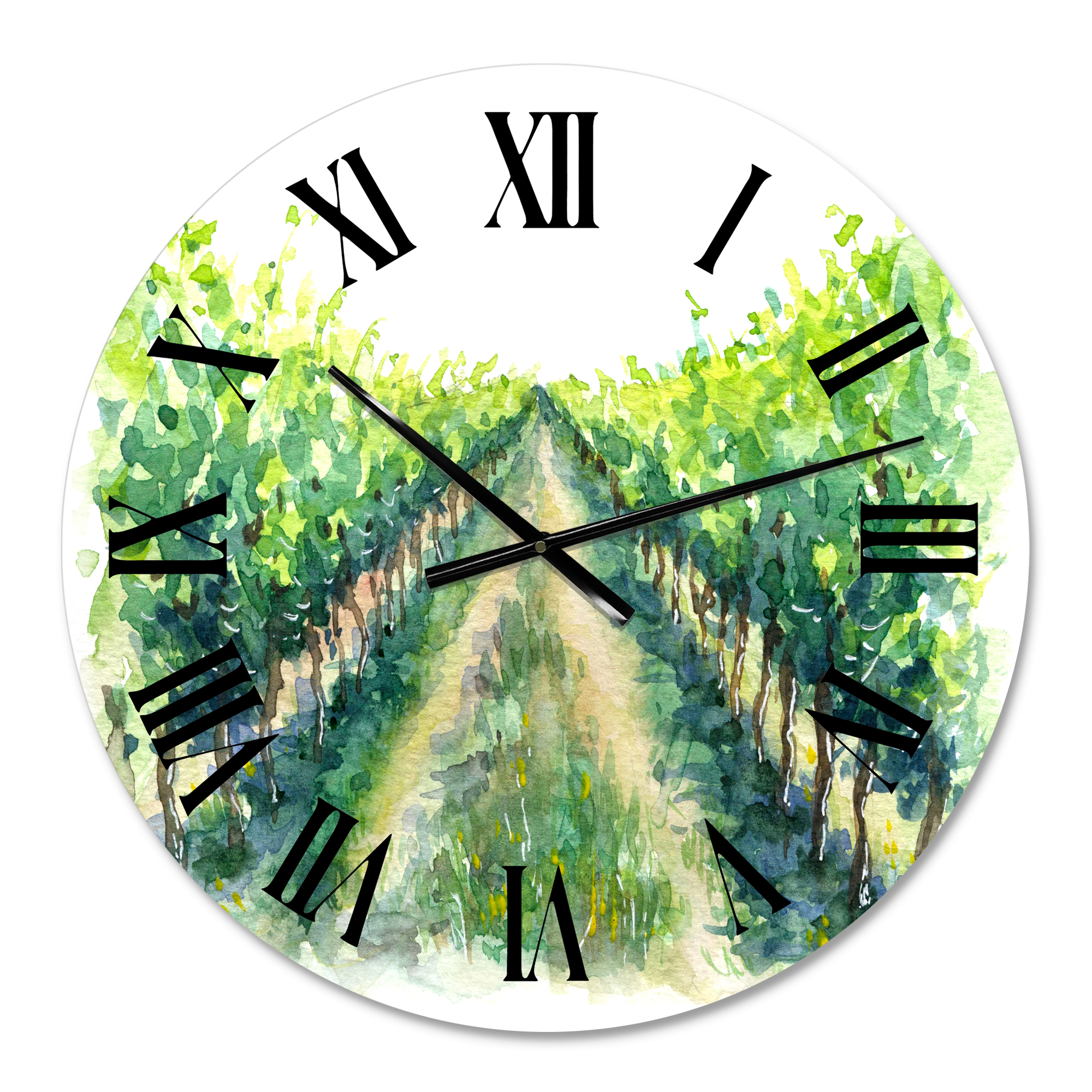 Designart 'Rural Scene Vineyard Road' Traditional Wall Clock