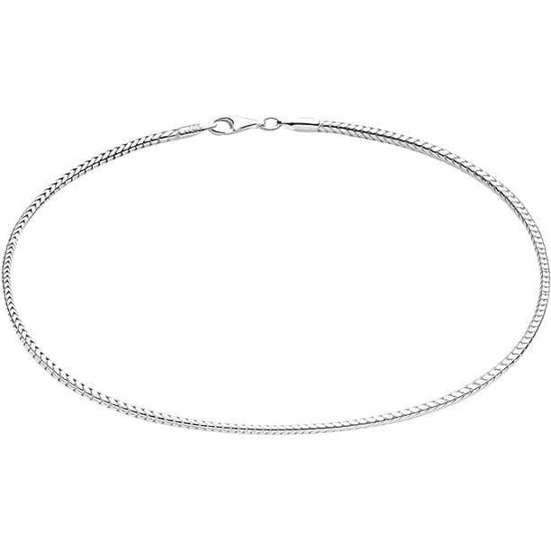 Pulsera/tobillera de plata de ley 925 maciza italiana con corte de diamante redondo y cadena de serpiente para mujeres, niñas y hombres, fabricada en Italia, viene con una caja de regalo