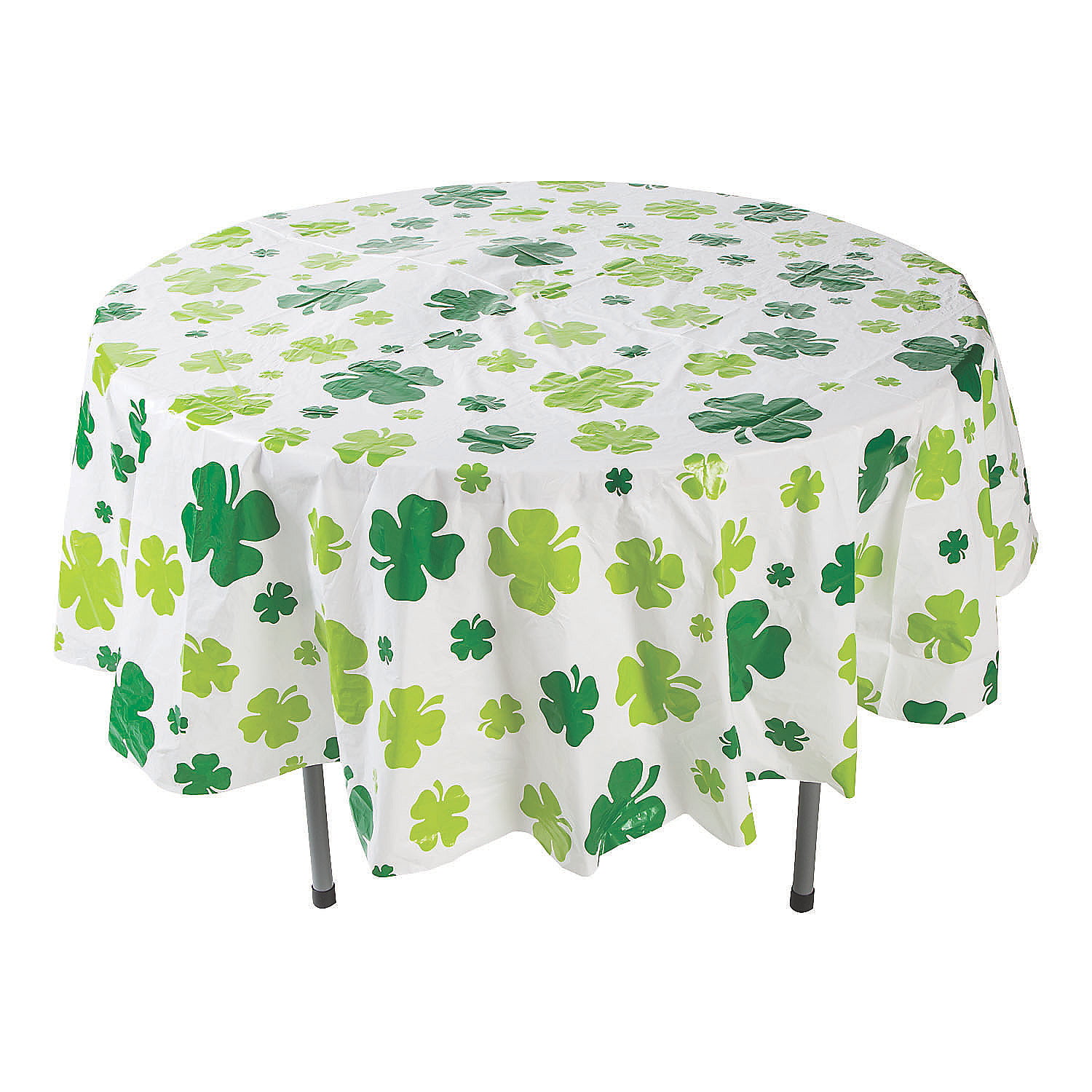 St Patrick's Day Vinyl Tablecloth Green Shamrock Celtic Irish Flannel Back