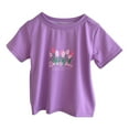 thumbnail image 4 of Ketyyh-chn99 Girls Shirts Short Sleeve Shirt for Girls Puff Sleeve Shirt Plain Mesh Lace Knit Ribbed Dressy Blouse Summer Tops Size for 2-3 Years,Purple, 4 of 5