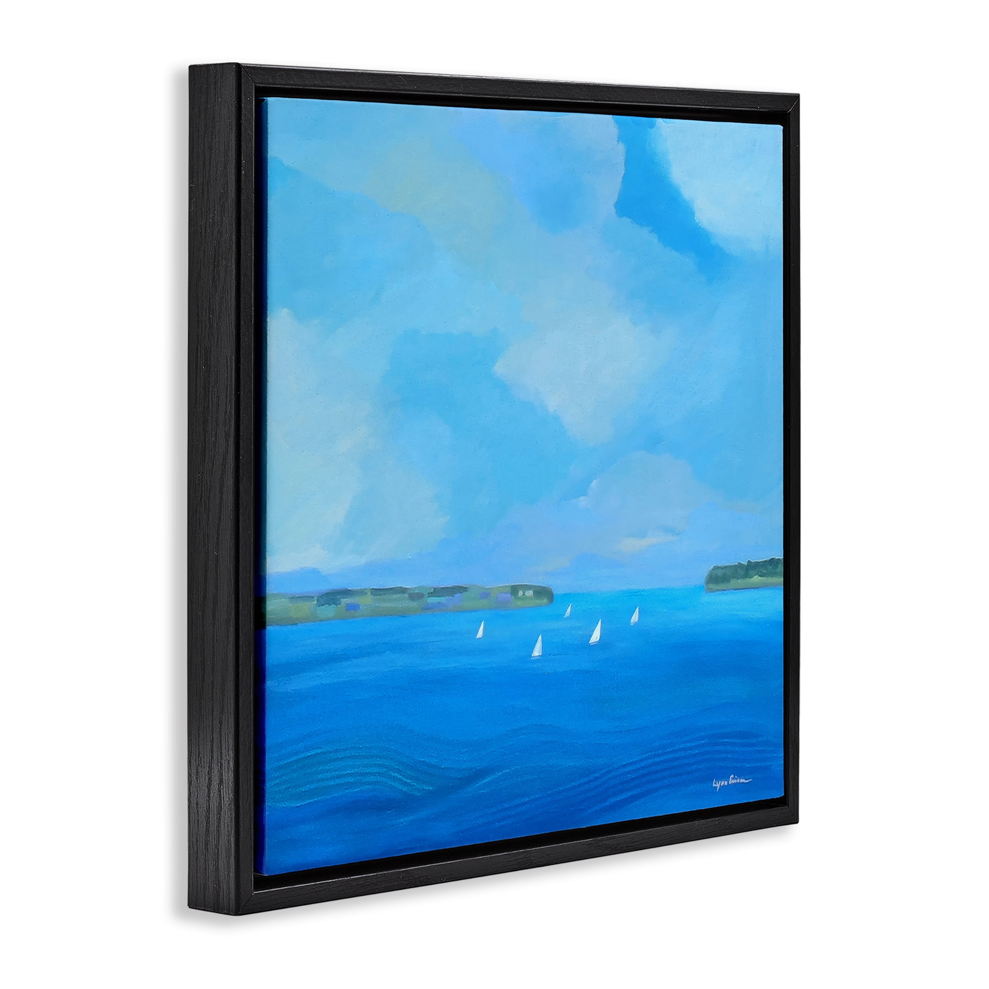 Stupell Industries A Perfect Day Seascape Black Framed Floater Canvas Wall Art, design by Lynn Ericson Fine Art
