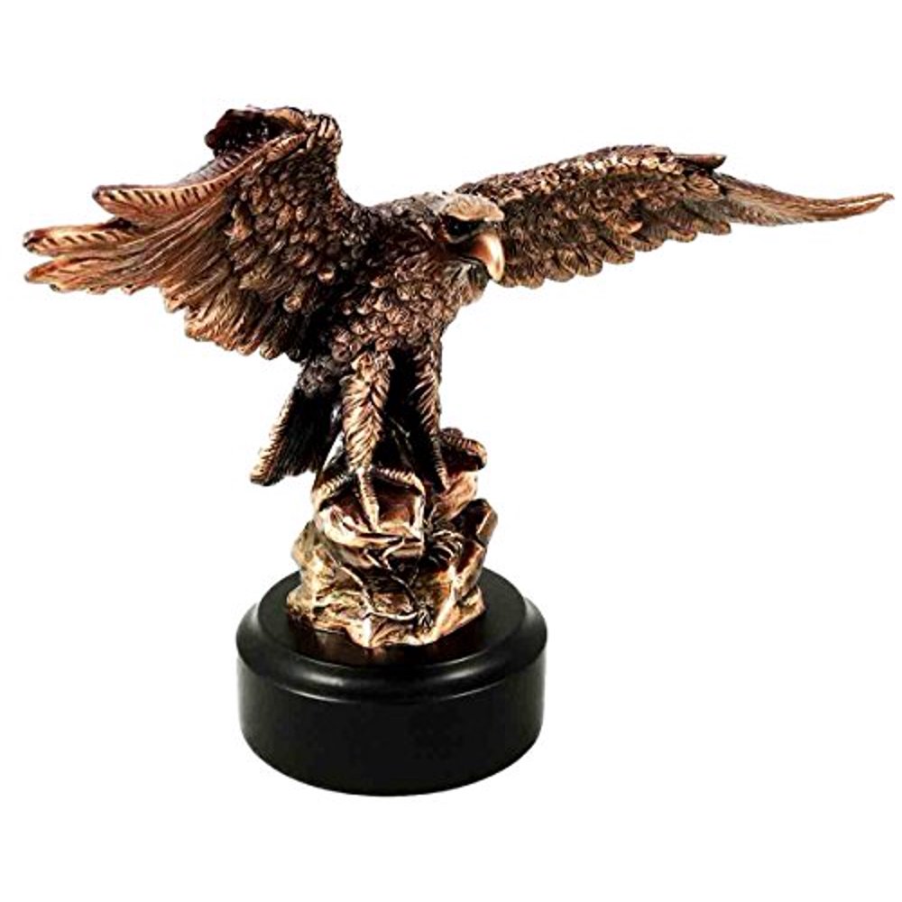 Wings of Glory Bald Eagle Perching on Rock Bronze Electroplated