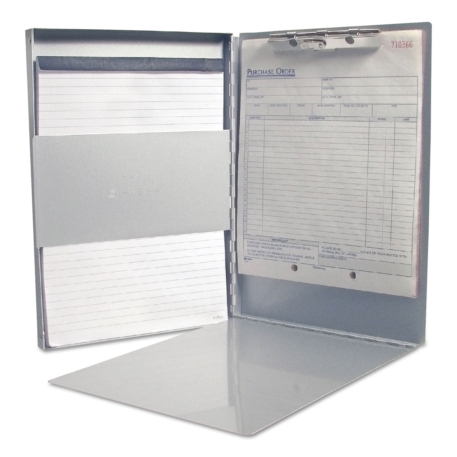 Saunders Manufacturing Snapak Aluminum Side-open Forms Folder, 1/2" Clip Cap, 8 1/2" x 12" Sheets, Silver