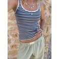 thumbnail image 5 of White And Blue Striped Sleeveless Fitted Tank Top, Knit Crew Neck Camisole For Summer Casual Wear, 5 of 8