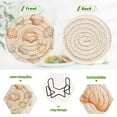 thumbnail image 4 of Yayeee 6 PCS Drink Coasters with Holder Set Woven Absorbent Round Tabletop Hot Pad, Beige Seashell, 4 of 7