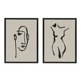 thumbnail image 3 of Kate and Laurel Sylvie Minimalist Neutral Line Art Drawing Face and Body Framed Canvas Wall Art Set by The Creative Bunch Studio, 2 piece 18x24 Black, Modern Minimal Brushstrokes Art for Wall, 3 of 7