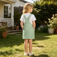 thumbnail image 7 of Bainana Kids Girls Sleeveless Plaid Printed Overalls Dress With Pocket Comfortable Casual Child Suspender Dress For Outdoor Play Size 12-13 Years Green, 7 of 7