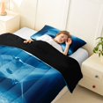 thumbnail image 4 of Feelyou Blue Underwater Fish Wildlife Twin Comforter Sets for Men Women, Sea Landscape Bedding Set, Blue, Black Reversible, 2 Pieces, 4 of 6