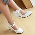 thumbnail image 3 of SACFOF Women's Low Kitten Heel Mary Jane Oxfords Pumps Comfortable Ankle Strap Dress Shoes with Bow, 3 of 6