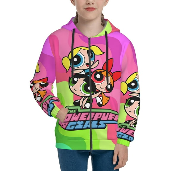 The Powerpuff Girls Teens Boys Girls Zip Up Hoodie 3d Printed Hooded Sweatshirt Hoody Coat With Pocket Small