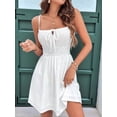 thumbnail image 3 of Women'S Sleeveless Ruched Bust Eyelet Embroidery Flared -Dresses White XL, 3 of 8