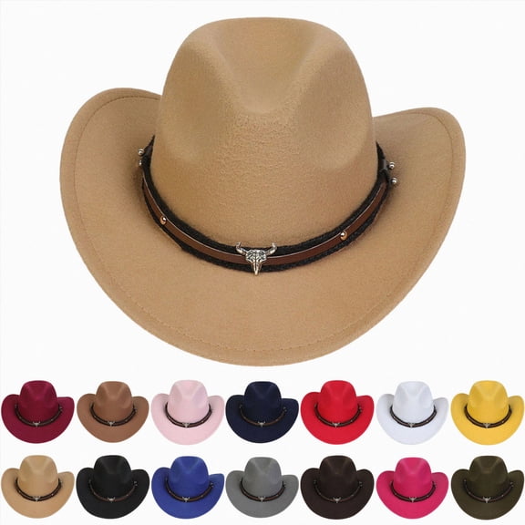 Splozh Cowboy Hat for Kids Wide Brim Adjustable Sun Protection Summer Western Cowboy Hat Cowboy Hat Kids Youth Cowboy Hat,AG,3-18 Years