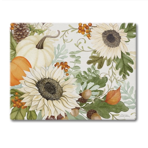 CounterArt Farmhouse Fall 3mmTempered Glass Cutting Board 10" by 8"