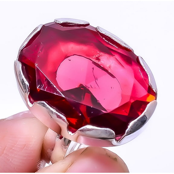 Pink Rubellite Tourmaline 925 Sterling Silver Artisan Ring Adst. (R57) A39, Gemstone Jewelry, Birthday Gift, Christmas Gift