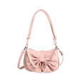 thumbnail image 2 of Bolso bandolera con lazo y correa ajustable para mujer, bolso de hombro de imitación cuero en negro blanco rosa para salidas diarias, 2 of 6