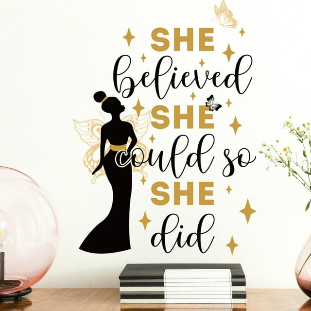 Adhesivo mural She Believe She Could So She Did (PVC, 30 x 60 cm)