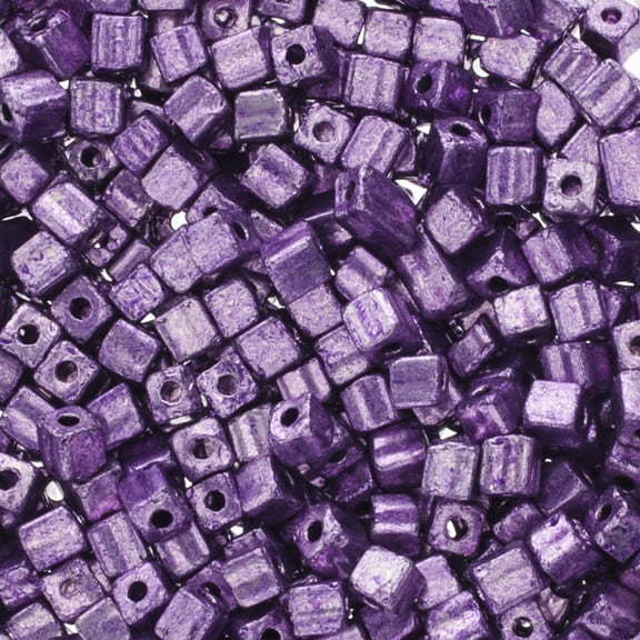 John Bead Czech Geometric Cube Seed Bead 3.4x3.4mm (24g) Metallic Purple