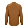 thumbnail image 6 of OHMZYZO Mens Henley Shirts Long Sleeve Button Down T-Shirt Casual Stand Collar Cotton Linen Work Tops with 2 Pockets Coffee XL, 6 of 8