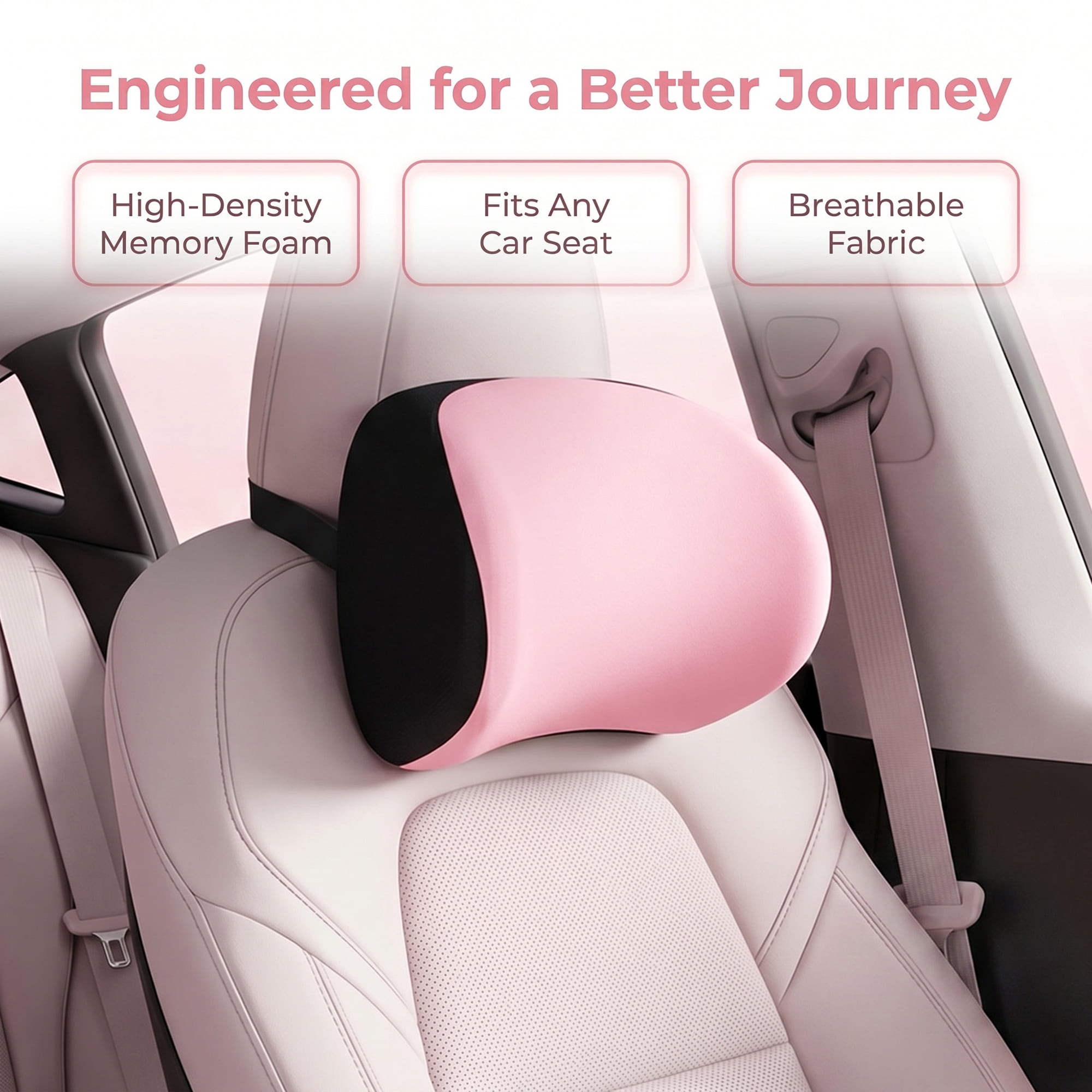 Unique Bargains Comfortable Neck Pillow Cotton Cervical Support Pink 10.6" x 7.1"