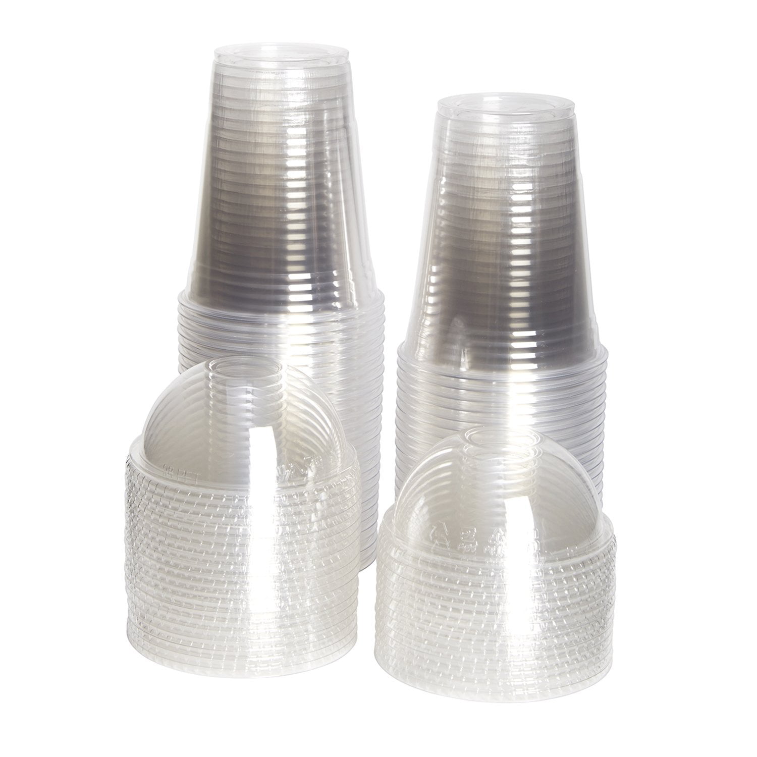 LONGRV Clear Plastic Cups with Straw Slot Lid , PET Crystal Clear