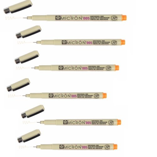 6 Sakura Pigma Micron Pens Tip Size 005 (0.20mm Line Width: 8 Ink Colors to  Choose From: Drawing, Sketching, Writing -Orange Ink 