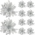 thumbnail image 2 of 20PCS Poinsettia Flower Artificial Poinsettia with Clips Christmas Decor Glitter Poinsettia Christmas Ornaments Christmas Tree Flower Decorations DIY Xmas Wreath Holiday Party Decor, 2 of 8