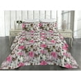 thumbnail image 2 of Ambesonne Grunge Floral Quilted Bedspread Set 3 Pcs, Abstract Pastel Bloom, Twin, Hot Pink Pale Pink Teal, 2 of 4