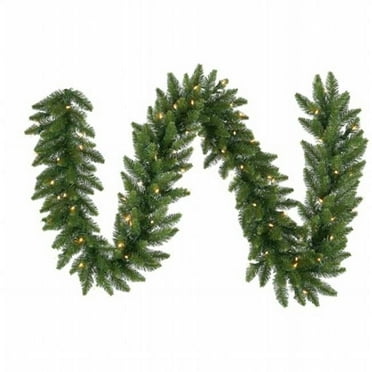 Vickerman 9' Camdon Fir Artificial Christmas Garland, Warm White LED Mini Lights - Faux Holiday Garland - Indoor Seasonal Home Decor