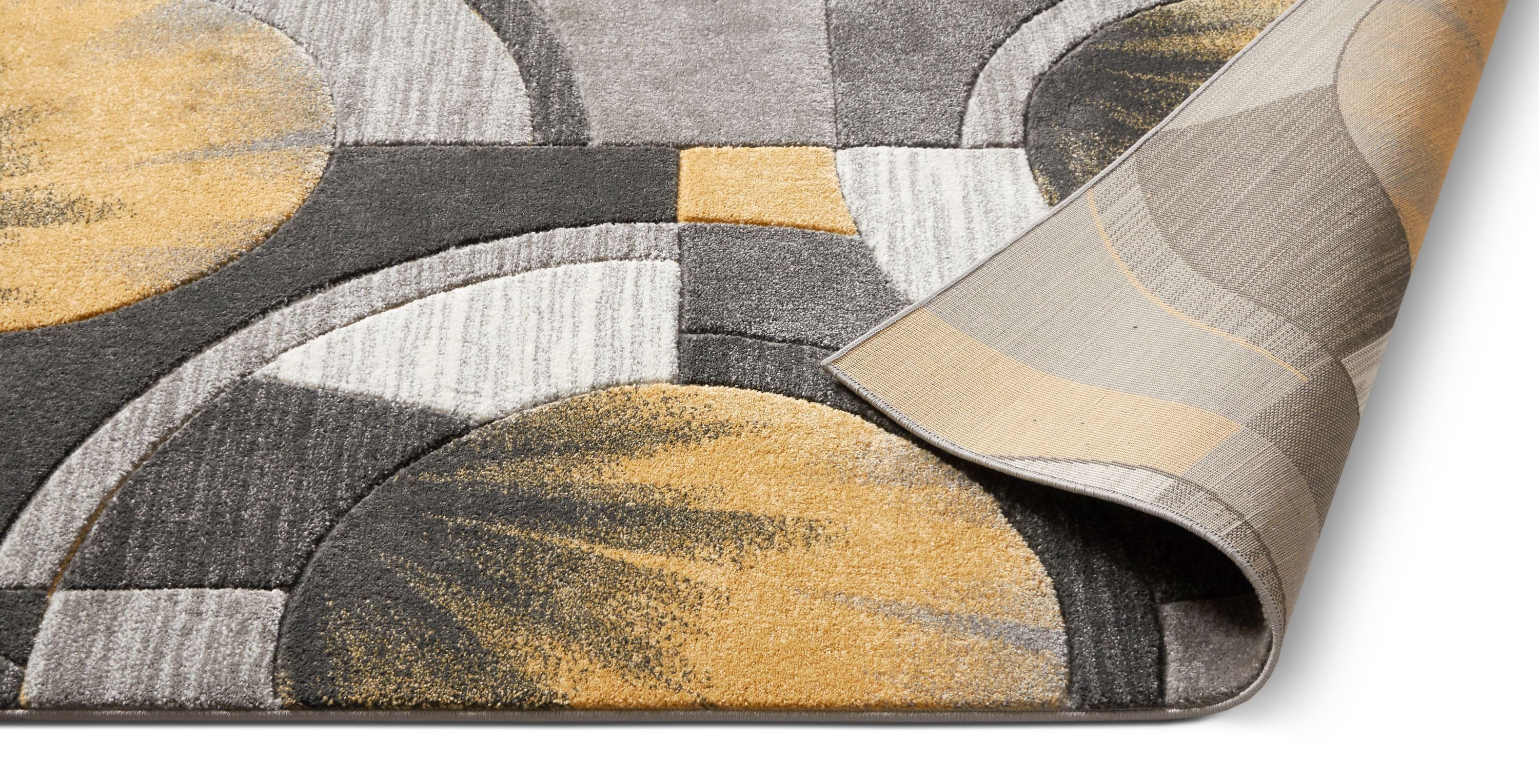 Well Woven Ruby Yolo Modern Contemporary Gold Abstract Shape 2' x 7' Runner Area Rug