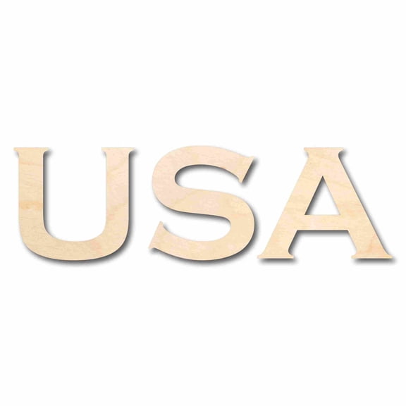 USA Block Letters Craft Unfinished Wood Cutout Font DIY handmade Gift 6" / 1/8"