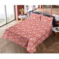 thumbnail image 4 of Ambesonne Abstract Fitted & Flat Sheet with Shams 4 Pcs Set, Roundy Shapes Geometrical, Queen, Burnt Sienna and Pink, 4 of 5