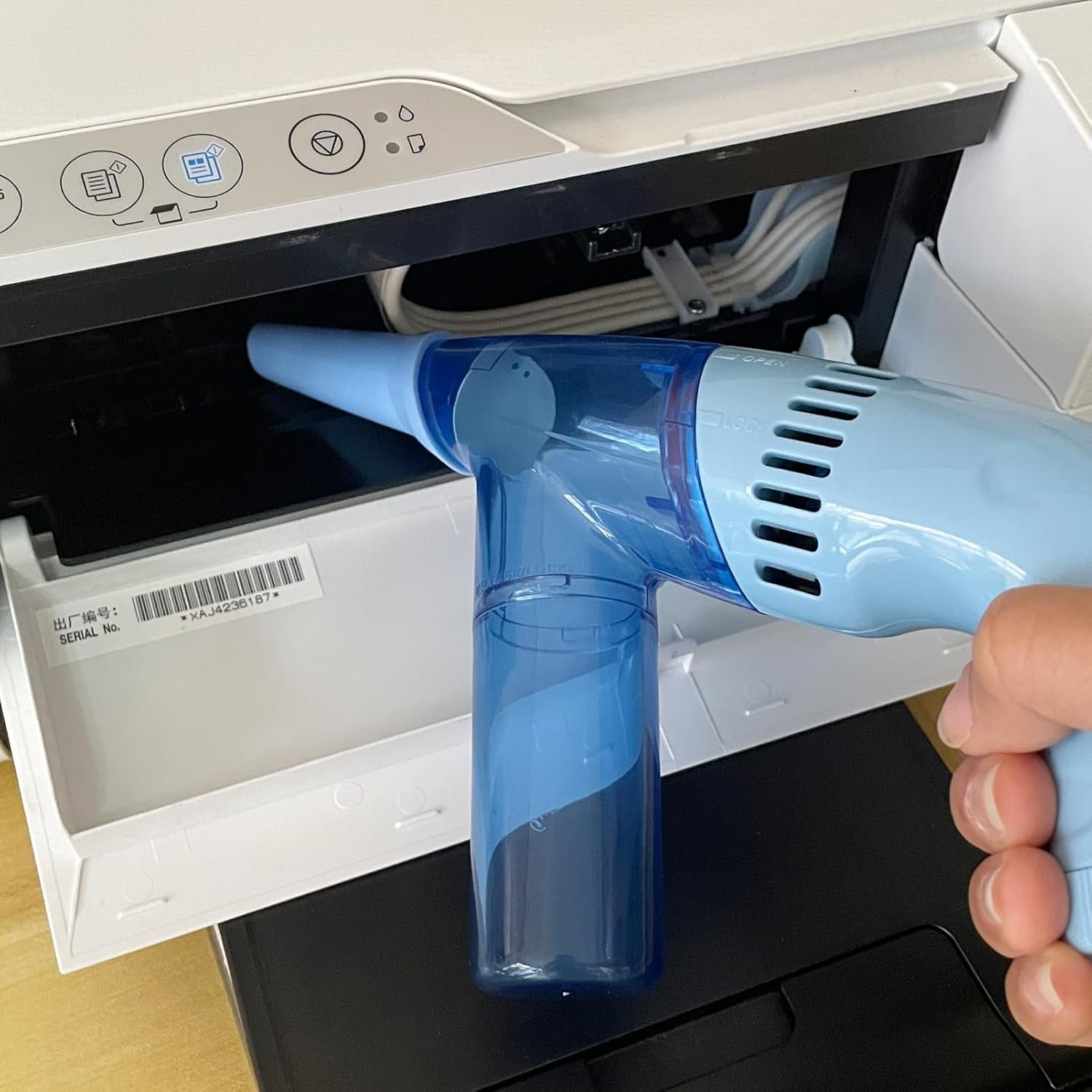 Air Duster and Vacuum Cleaner, Electric Bead Sucker Bug Vacuum, Handheld Vacuum Cleaner, Wet and Dry Use for Window Sofa Corner Home Door Crack Car and Desk(Blue)