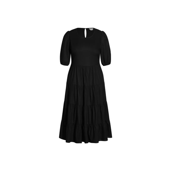 City Chic Trendy Plus Size Contempo Tier Dress Black 14W