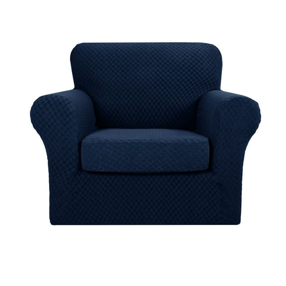Dowbom Stretch Sofa Covers,Jacquard Sofa Slipcover with Seat Cushion Cover Furniture Protector Anti-scratch Washable Elastic Couch cover for Kids Pets Dog Cat-1 Seater(2pcs)-Navy blue