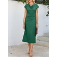 thumbnail image 3 of Vestido midi Happy Sailed de manga corta con cuello vuelto y cintura fruncida, 3 of 7