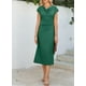 thumbnail image 3 of Vestido de cóctel Happy Sailed, manga corta, cintura fruncida, verde, 3 of 7