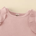 thumbnail image 5 of TOWED22 Baby Girl Clothes Letter Print Short Sleeve Romper Ruffle Tutu Shorts Set Newborn Summer Outfit Pink,6-9 M, 5 of 7