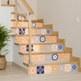 thumbnail image 4 of Mi Alma Removable Vinyl Floral Orange Blue Backsplash Tile Stickers, 24pcs, 4 of 10