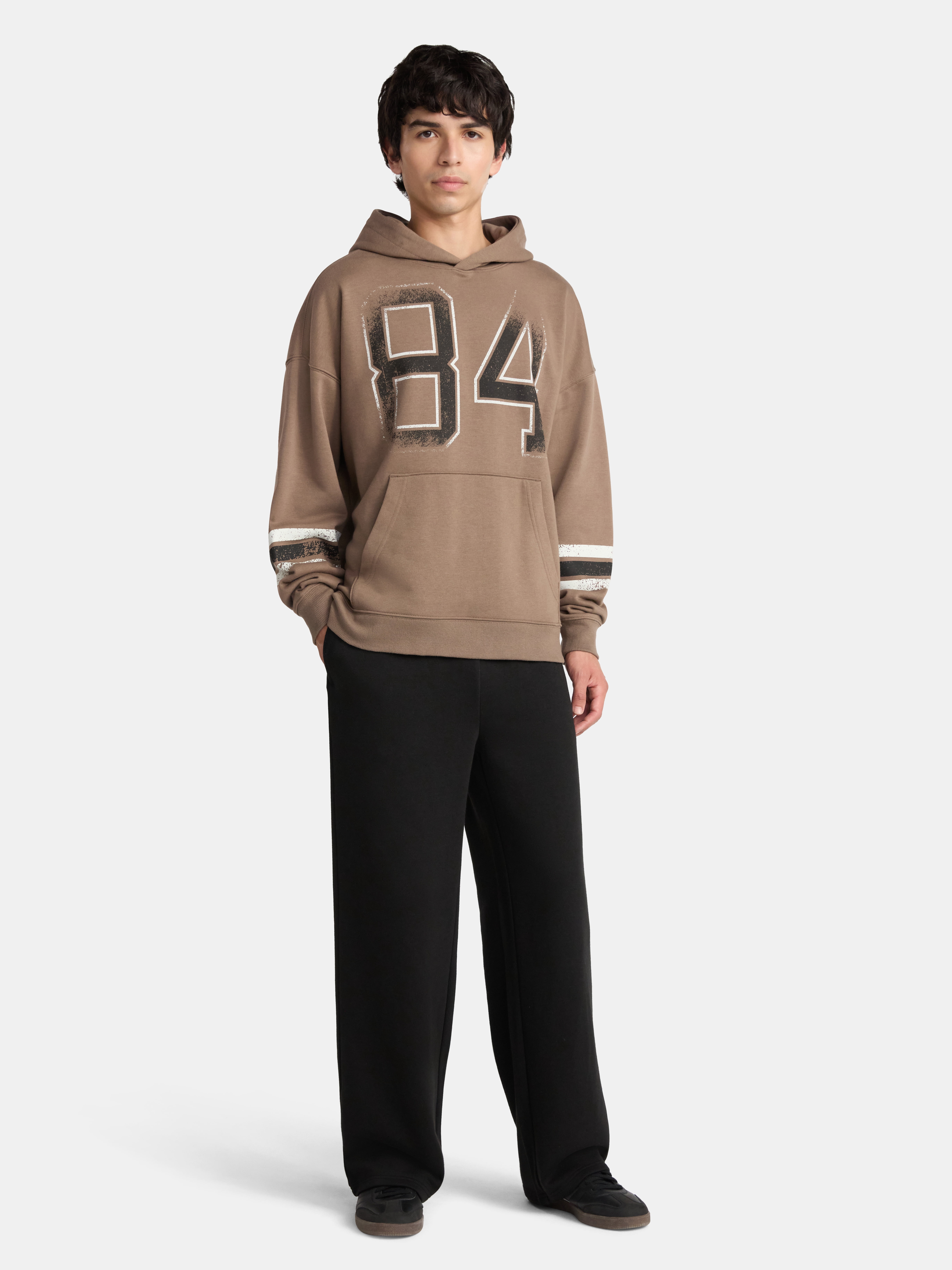No Boundaries Varsity Hoodie with Long Sleeves, Men's & Big Men's