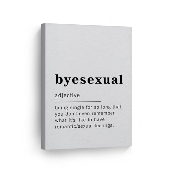 Smile Art Design Funny Noun Dictionary Definition of Byesexual Canvas Print Inspirational Quote Sign Office Living Room Bedroom Bathroom Wall Decor Wall Art Home Decor Made in USA 40x30