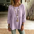 thumbnail image 4 of thefmos Women Plus Size Fall Round Neck Long Sleeve Tunic Tops Solid Boho Casual Pullover Blouses Loose Flowy Shirts for Curvy Women Vacation Outfits, Purple L, 4 of 8