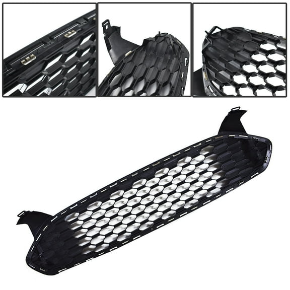 Genrics Front Grille Honeycomb Fit for Ford Fusion 2013 2014 2015 2016 Mustang Style Black Glossy