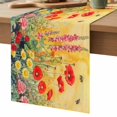 thumbnail image 6 of Poppy Botanical Table Runner 120 Inches Long, Cotton Linen Table Runner Dresser Scarf, Vintage Floral Yellow Ombre Fabric Tablerunners for Dining Coffee Tables Wedding Holiday Party 13"x120", 6 of 6