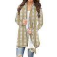 thumbnail image 2 of DDAPJ pyju Lightweight Cardigans for Women Open Frong Long Sleeve Plaid Cardigan Trendy Casual Duster Jacket Yellow XXXXL, 2 of 7